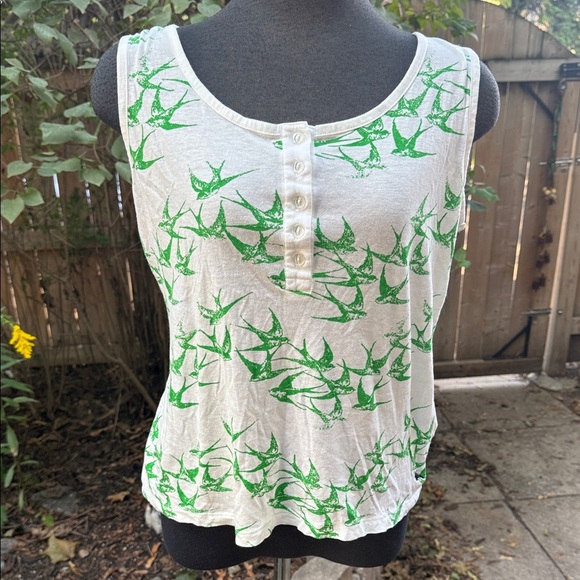 Women’s Marc Lauge Green & White Sleeveless Tank Top. L. 50% cotton 50% modal - Picture 1 of 7
